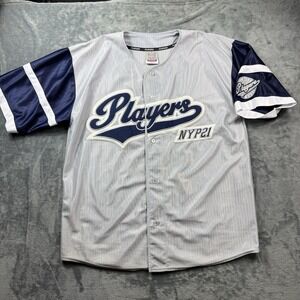 Vintage 90s Y2K Players NYP 21 Rap Hip Hop Streetwear Mens Large Jersey Button